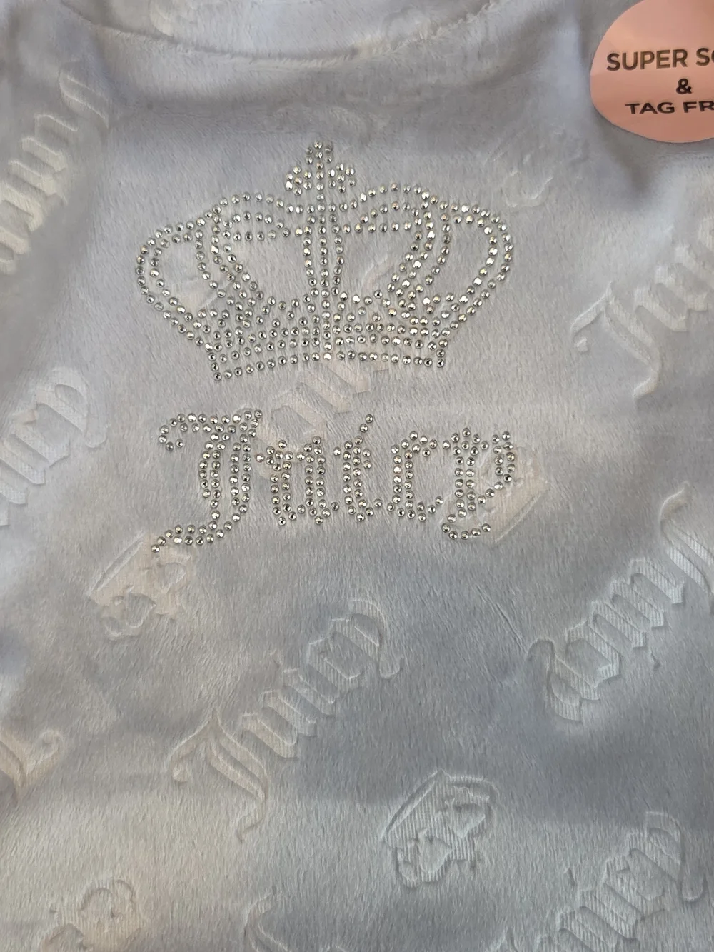 Juicy Couture Light Blue Velour Rhinestone Crown Logo Top